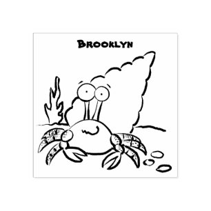 Lustigt sött lila tecknad örmkrabba stämpel