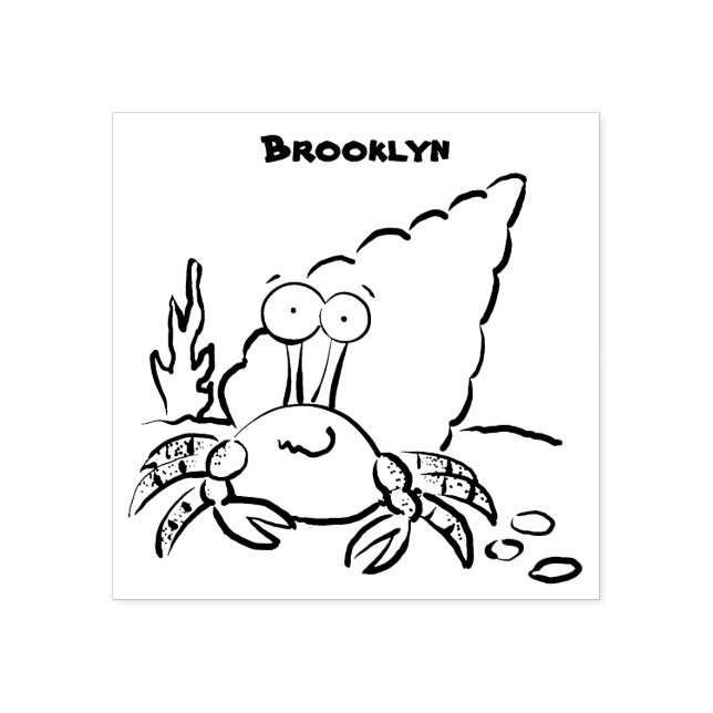 Lustigt sött lila tecknad örmkrabba stämpel (Tryck)