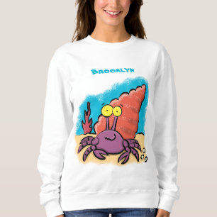 Lustigt sött lila tecknad örmkrabba t shirt