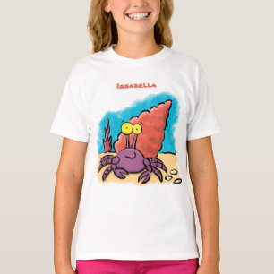 Lustigt sött lila tecknad örmkrabba t shirt