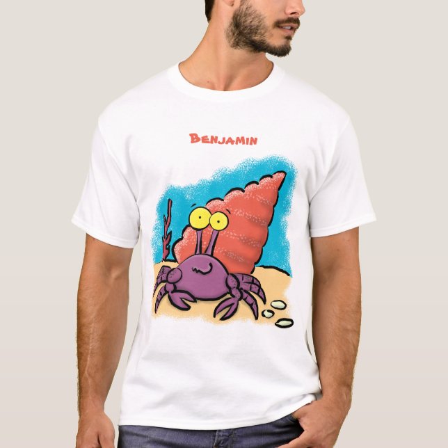 Lustigt sött lila tecknad örmkrabba t shirt (Framsida)