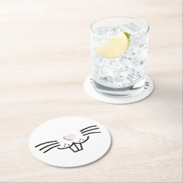 Lustigt sött Påskhare kanin ansikte illustration Underlägg Papper Rund