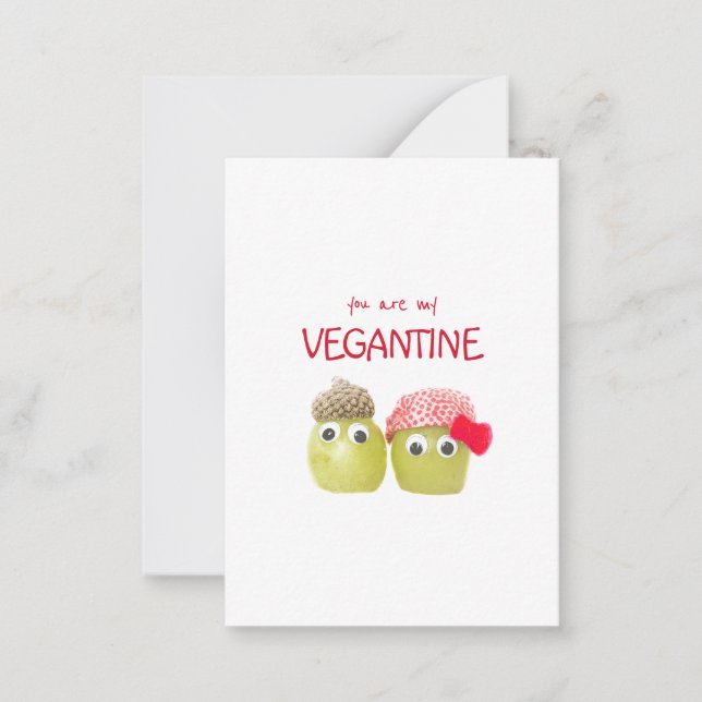 Lustigt sött vegans vegetarians vegantine-kort anteckningskort (Framsida)