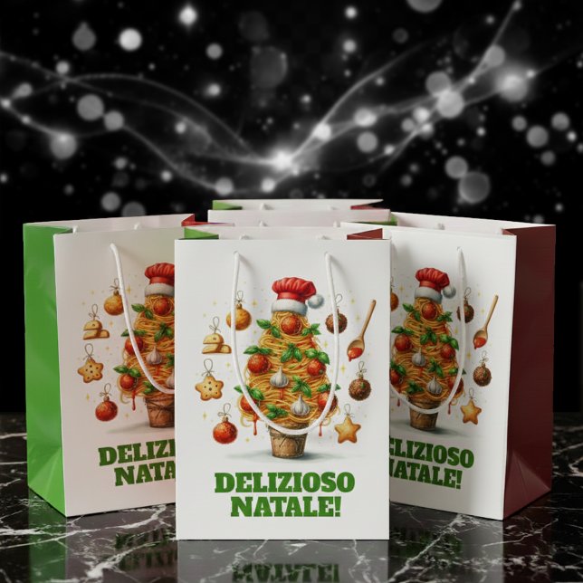 Lustigt Spaghetti Julgran Delizioso Natale! (Delizioso Natale! Spaghetti Christmas Tree Gift Bags Cover Photo)