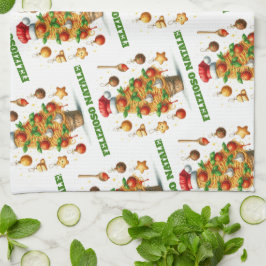 Lustigt Spaghetti Julgran Delizioso Natale! Kökshandduk