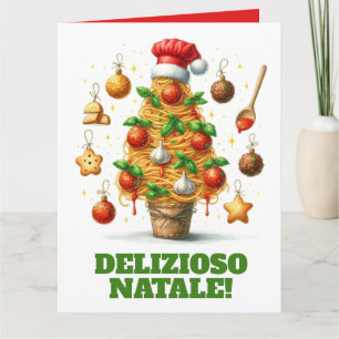 Lustigt Spaghetti Julgran Delizioso Natale! Kort