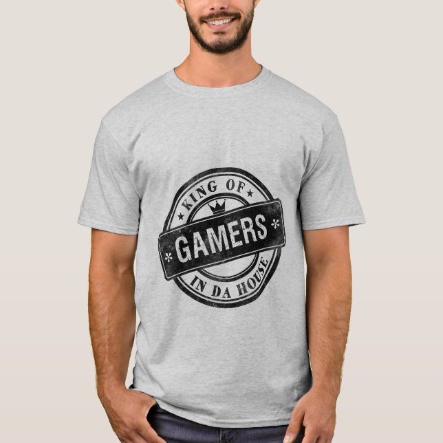 Lustigt spel Grunge T-shirt Kung of Gamers (Framsida)