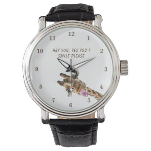 Lustigt spelande Giraffe Watch Smile - Anpassnings Armbandsur