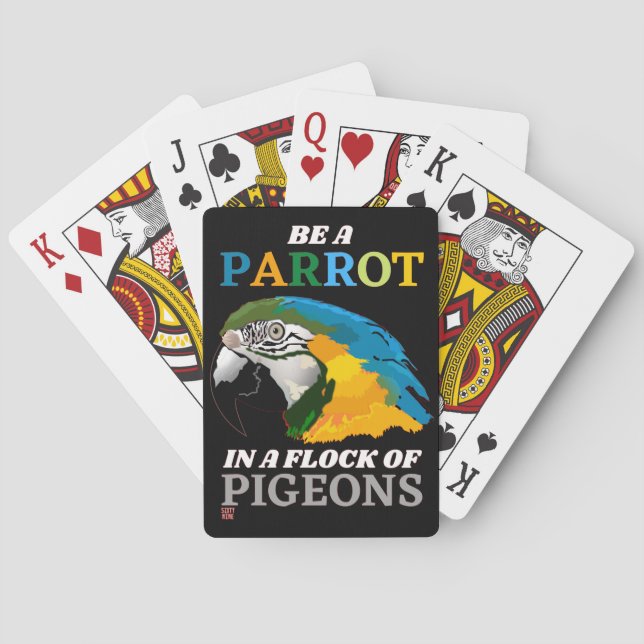 Lustigt spelkort "BE A PARROT..." (Baksidan)