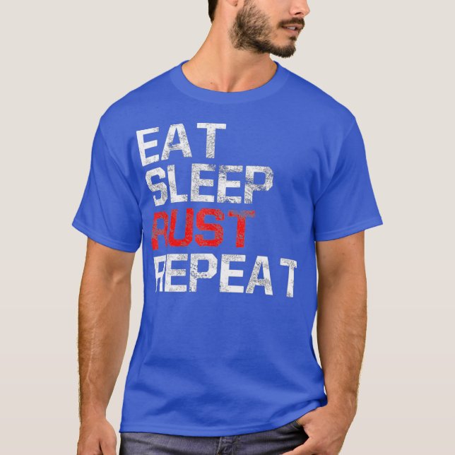 Lustigt spelminne EAT SLEEP RAID REPEAT-spel T Shirt (Framsida)