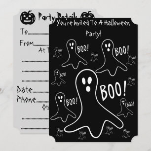 Lustigt spöken skrika bo black halloween fest inbjudningar