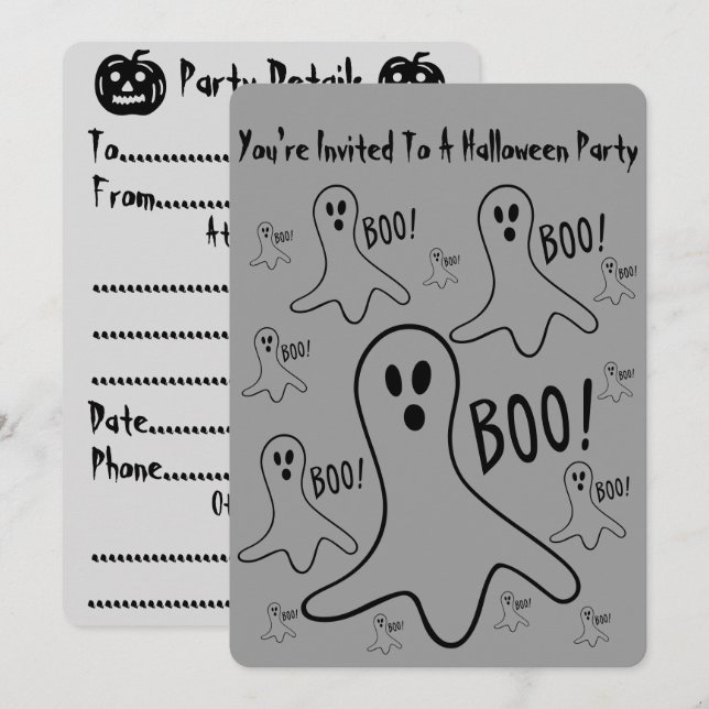 Lustigt spöken skriker bu halloween fest Inbjudan (Fram/baksida)