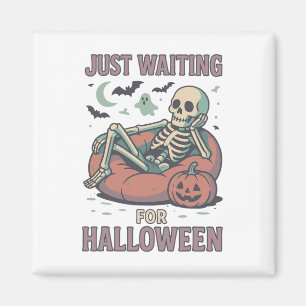 Lustigt Spooky Skeleton Summerween som väntar på H Magnet