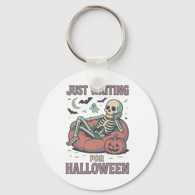 Lustigt Spooky Skeleton Summerween som väntar på H Nyckelring (Framsida)