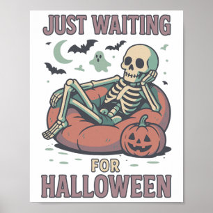 Lustigt Spooky Skeleton Summerween som väntar på H Poster
