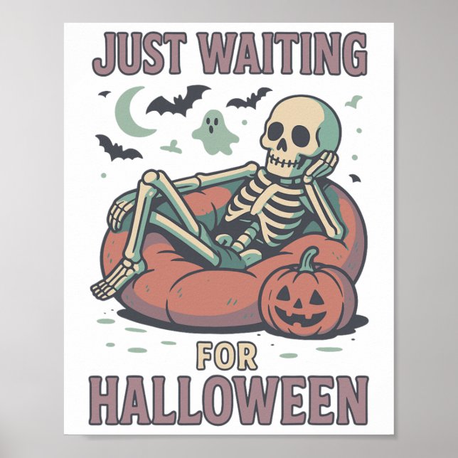 Lustigt Spooky Skeleton Summerween som väntar på H Poster (Framsidan)