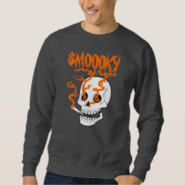 Lustigt Spooky Smoky Skull Halloween-personlig Lång Ärmad Tröja