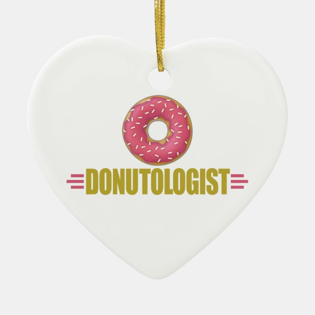 Lustigt Sprinkle Donut Älskare Julgransprydnad Keramik (Framsidan)