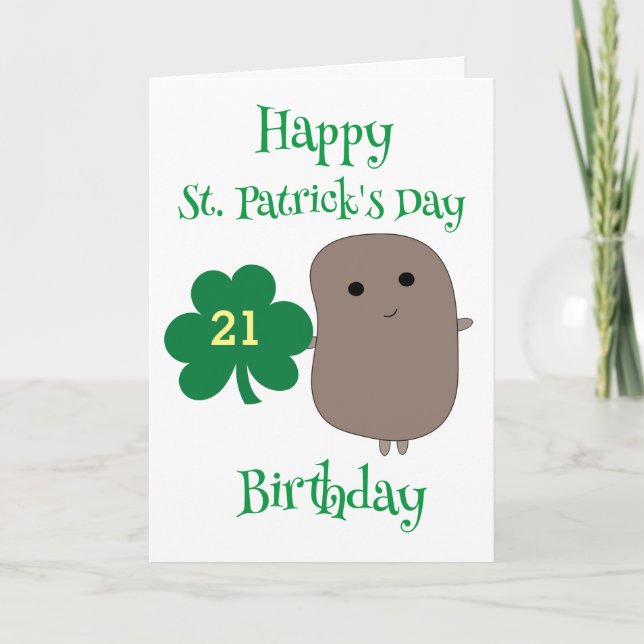 Lustigt St. Patrick dag 21:a födelsedag Kort (Framsida)