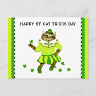 Lustigt St. Patrick's Day Cat Vykort
