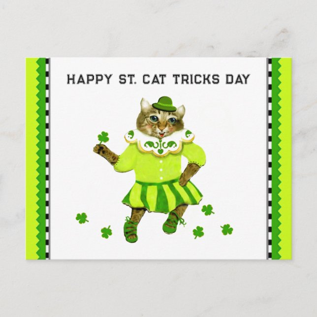 Lustigt St. Patrick's Day Cat Vykort (Framsida)