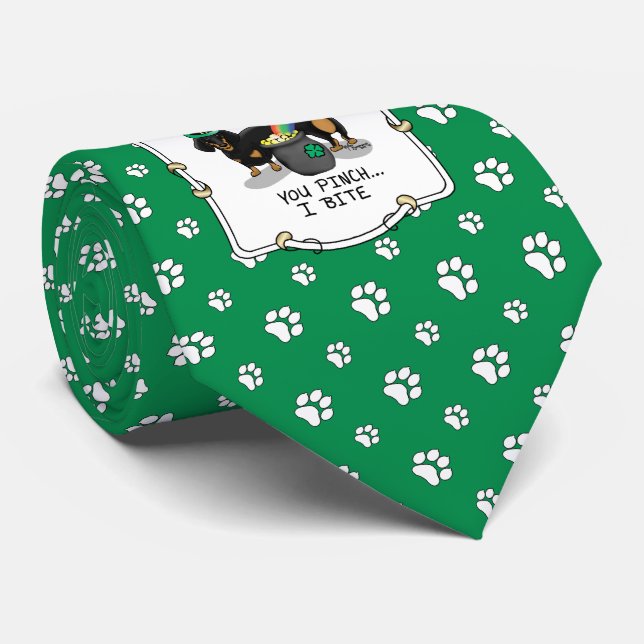 Lustigt St. Patrick's Day Dachshund (svart och tan Slips (Rullad)