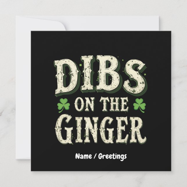 Lustigt St. Patrick's Day "Dibs on the Ginger" Inbjudningar (Framsida)