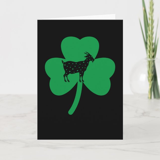 Lustigt St. Patrick's Day Goat Shamrock Kort (Framsida)