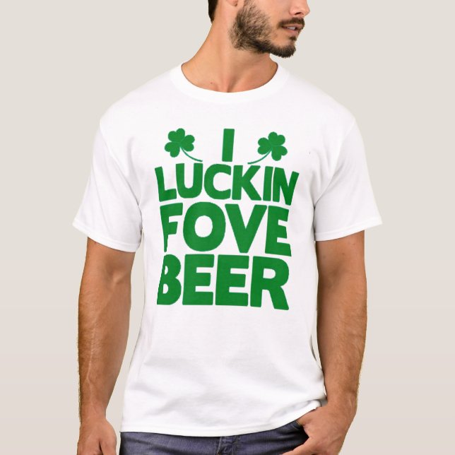 Lustigt St. Patrick's Day I Kärlek Beer Shamrock G T Shirt (Framsida)