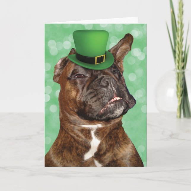 Lustigt St. Patrick's Day Irish Boxer Hund Kort (Framsida)