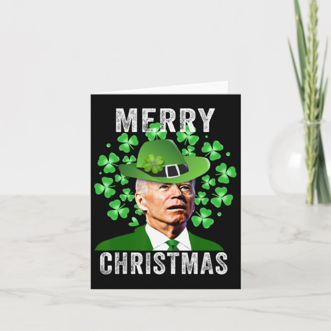 Lustigt St. Patricks Day Joe Biden Confused Merry  Kort (Framsida)