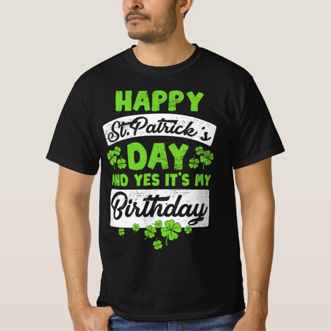 Lustigt St patricks day och min födelsedag Shamroc T Shirt (Framsida)