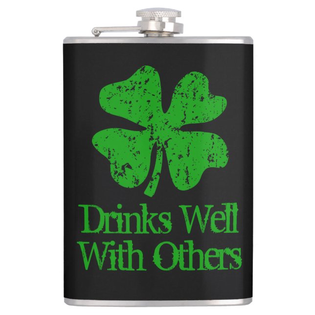 Lustigt St patrick's day som dricker 8 oz kolv Fickplunta (Framsidan)
