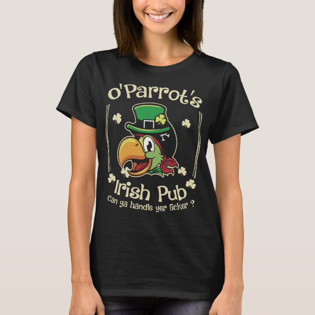 Lustigt St Patricks Parrot Bird Irish T Shirt (Framsida)