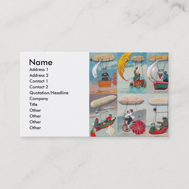 Lustigt stammande luft maskiner-påhittade uppfinni visitkort (Framsida)