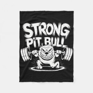 Lustigt stark Crucifix Lyftande Pitbull Fleecefilt