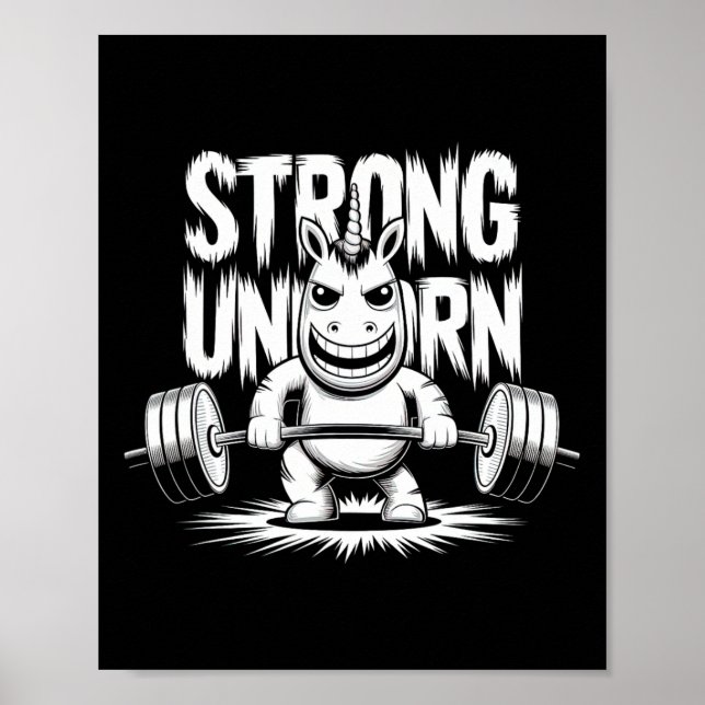 Lustigt stark Crucifix Upphäv Unicorn Poster (Framsidan)