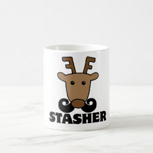 Lustigt stasher mustache renar kaffemugg