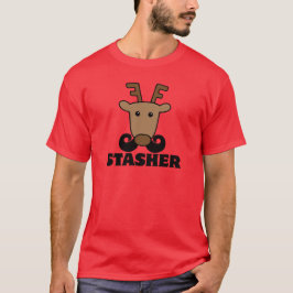 Lustigt stasher mustache renar t shirt