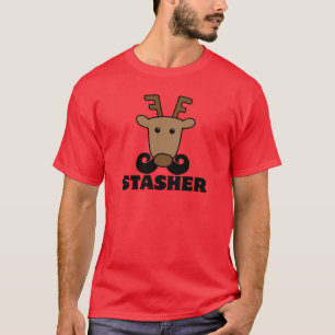 Lustigt stasher mustache renar t shirt