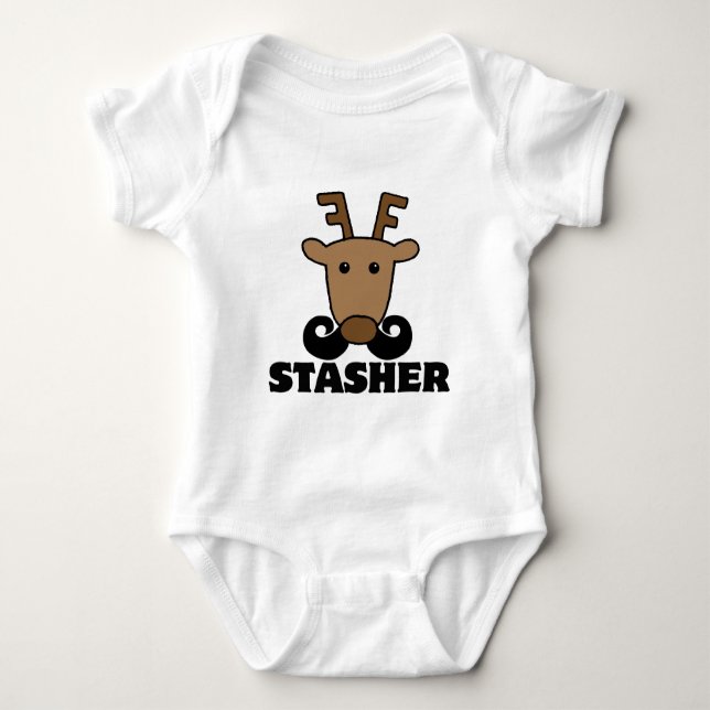 Lustigt stasher mustache renar t shirt (Framsida)