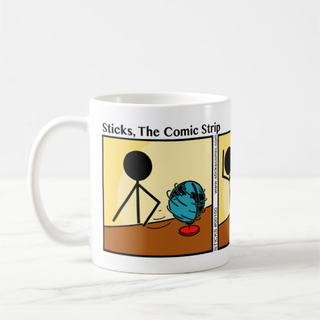 Lustigt Stickman Spin Globe Mugg (Vänster)