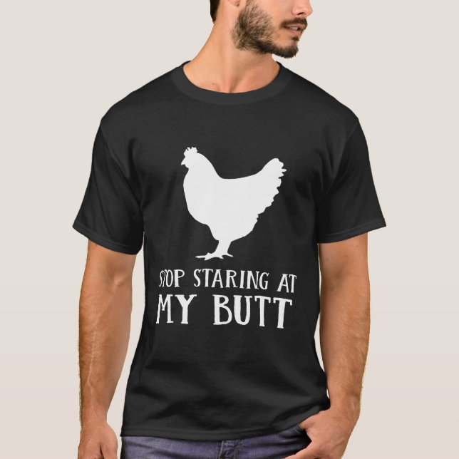 Lustigt stopp vid min kyckling-knapp t shirt (Framsida)