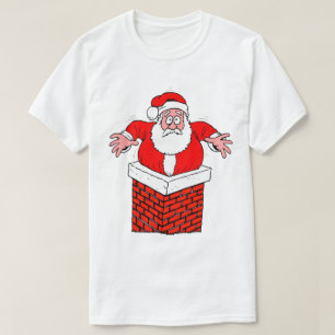 Lustigt Stuck Santa Kväll Skorsten T Shirt