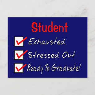 Lustigt Student ger "Redo till Student!" Meddelande Vykort
