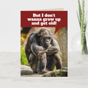 Lustigt Sulking Chimpanzee - vill inte växa upp Kort
