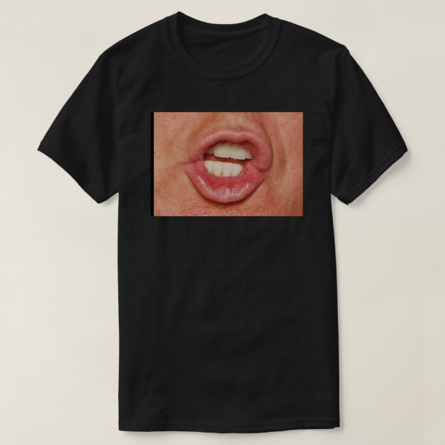 Lustigt superskoj-trumma Donald trumpar munläpparn T Shirt (Design framsida)