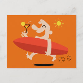 Lustigt Surfer med Cocktail-vykort Vykort