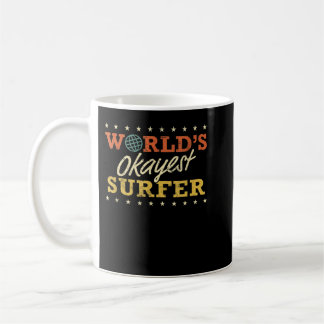 Lustigt Surfing World's Okayest Surfer Retro Vinta Kaffemugg