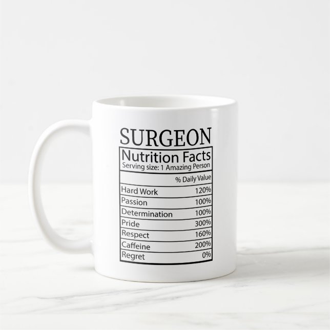 Lustigt surgeon Nutrition Facts, Surgeon Gift Kaffemugg (Vänster)